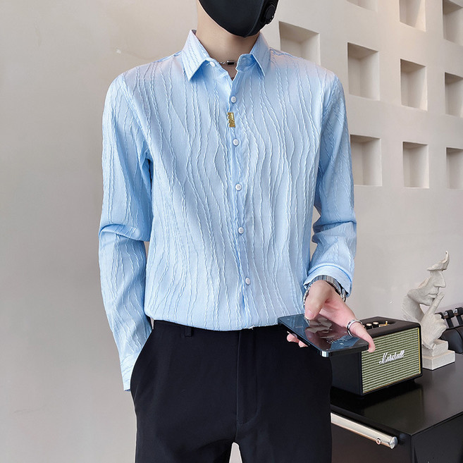 【韓版小眾】男士襯衫 長袖襯衫 秋裝襯衫 潮流襯衫 寸衫 套頭襯衫 設計感小眾 高級感面料 秋季通勤穿搭