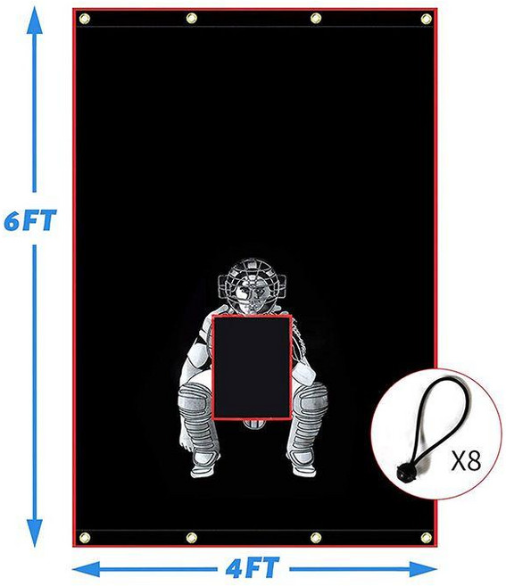 야구 포수 네트 투수 그물망 투구 스트라이크 원판던지기 연습망 야구망 연습장 리바운드 케이지 상품, A중형 - 6x4ft, 1개, 검정-빨강 인체패턴 6x4ft