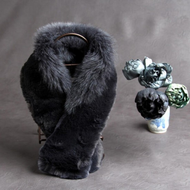 아트박스/더로라 리얼 퍼 머플러 - 래빗폭스콤비 자석형 S9108