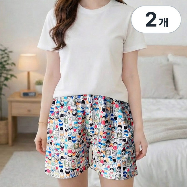 바바 사방스판 캐릭터 파자마 반바지 2장세트