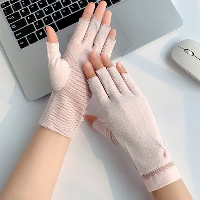 신페이드 반장갑 여성 장갑 여자 봄 여름 운전 등산 손가락 터치 레이스 자외선차단, 스킨, 1개