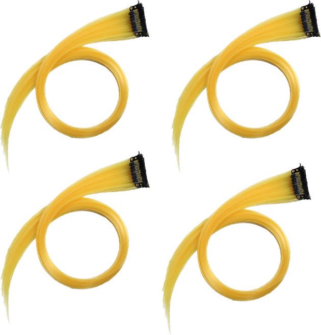 옴브레 헤어 피스 붙임머리 브릿지 부분 가발 웨이브, 4개, 옐로우