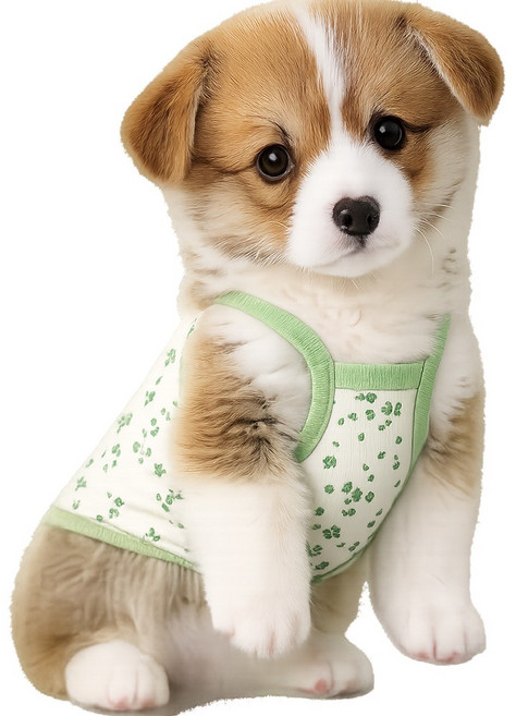 로로포우 개리야스 강아지 끈나시 민소매, 1개, 그린