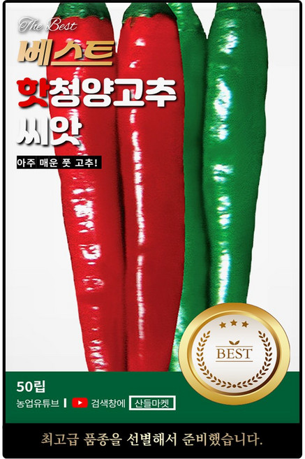 베스트 핫 청양 고추씨앗 50립 아주 매운 중생종 고추씨 종자, 1개