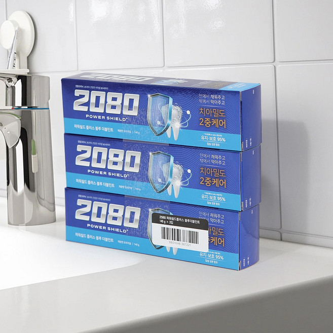 2080 파워쉴드 플러스 블루 더블민트 치약, 140g, 6개