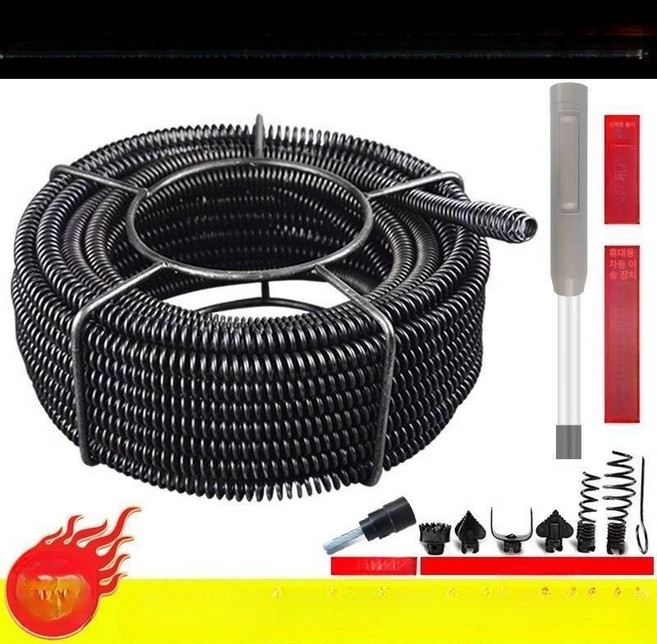 변기뚫기 와이어 하수관 뚫어뻥 피더 배수구 배관뚫기 9m 공급기2m 얇은 스프링, 10m 초고밀도 스프링2.5m 굽은 공급기