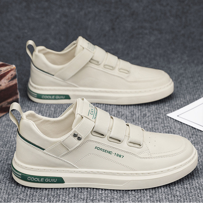 ZAJA 남성 벨크로 가죽 스니커즈 발편한 봄 캐주얼화