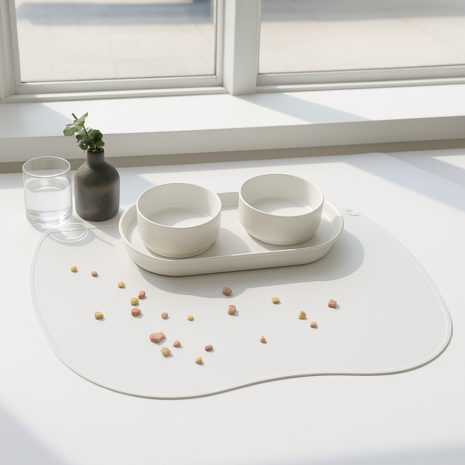 와우 신나라 반려동물 펫 식기 매트 초대형 62cm x 48cm 논슬립 미끄럼방지 실리콘 매트, 1개, 쿨그레이