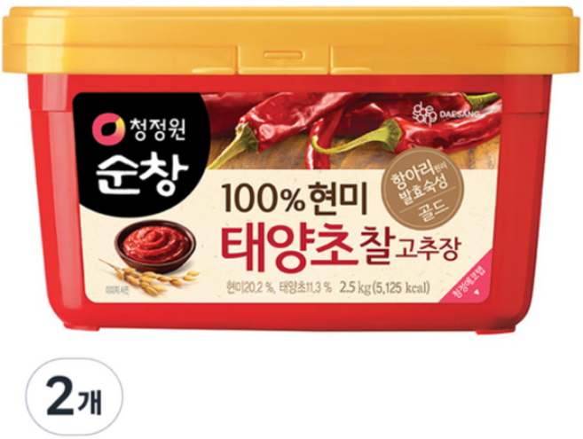 청정원순창 100% 현미 태양초 찰고추장, 2.5kg, 4개