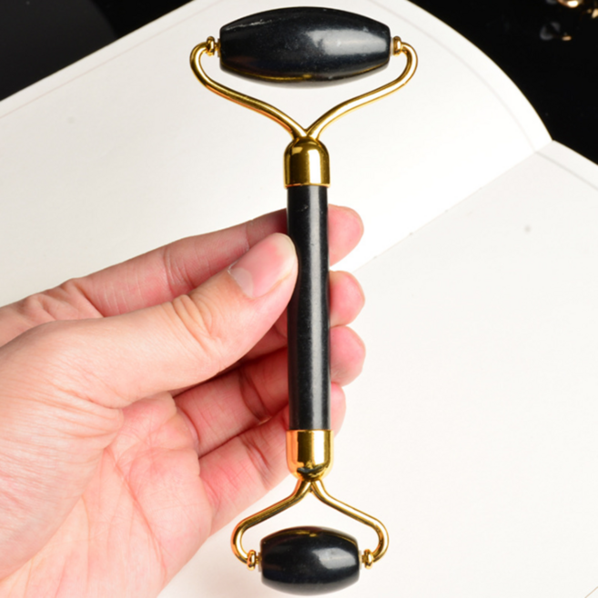 Mino.7 흑요석 페이스롤러 얼굴마사지기구 얼굴괄사 턱선마사지 스킨 경락, 1개