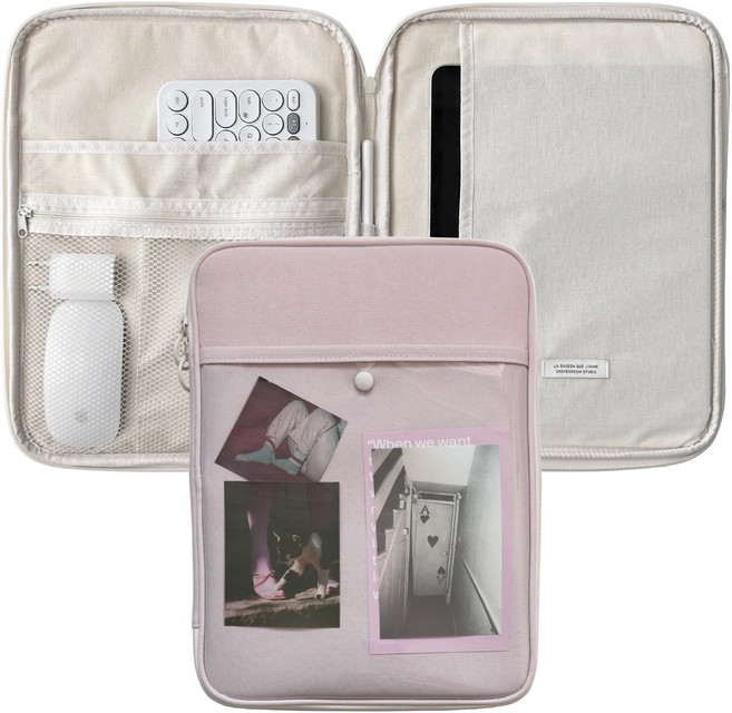 클리어 버튼 아이패드 태블릿 파우치, 인디핑크, 1개