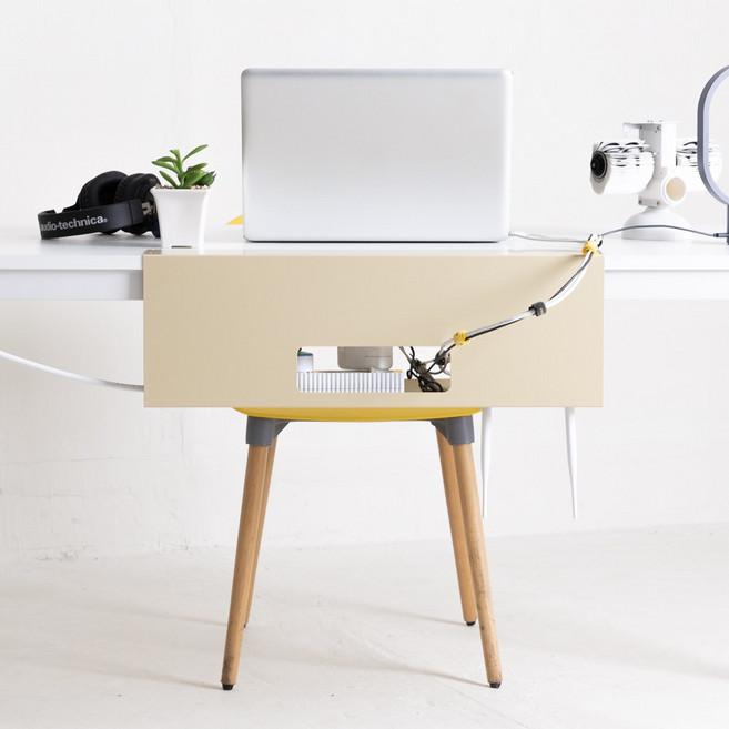 파워존 무타공 멀티탭 거치대 대형 화이트 그레이 베이지 그린, 대형 베이지, 1개