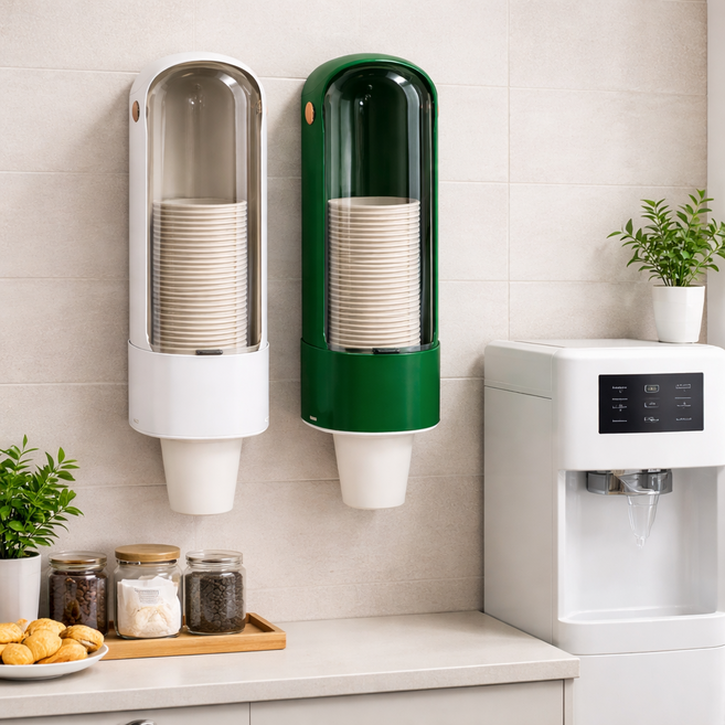 딜하우스 무타공 종이컵 디스펜서 컵 홀더, 1개, 화이트