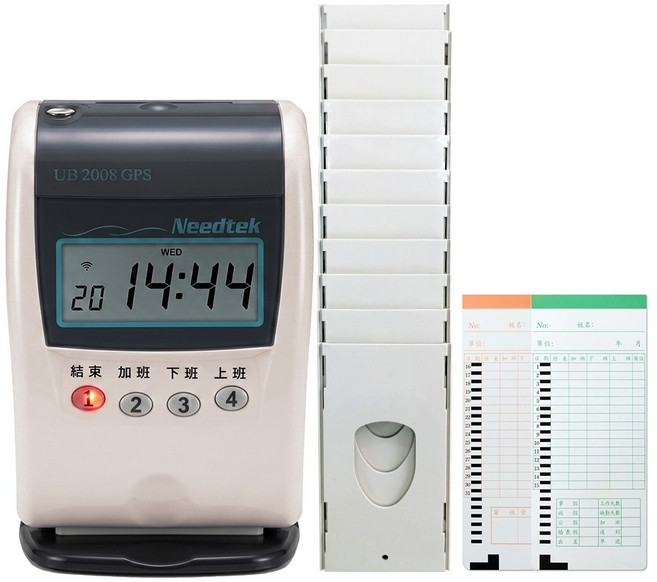 Needtek UB2008GPS 自動校時 四欄位微電腦打卡鐘, 1個, UB2008GPS+10+100