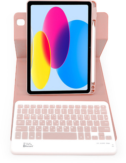 아이패드 25.908cm 호환 콤비 회전 블루투스 키보드 케이스 케이블, 핑크, 1개