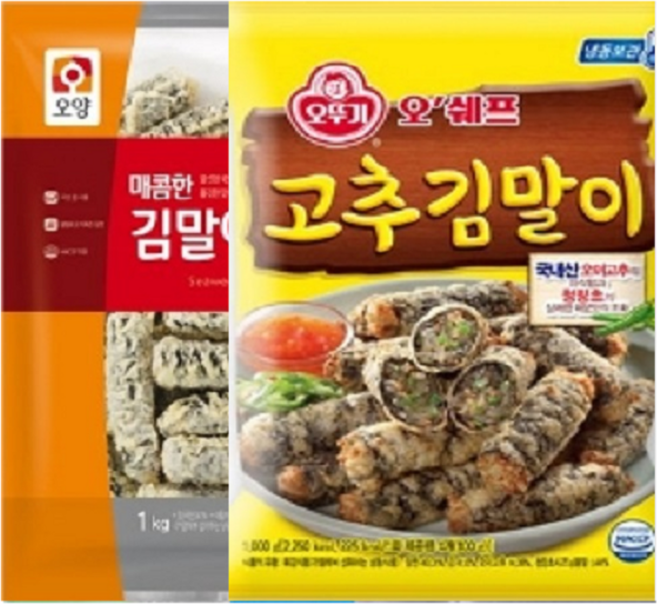오뚜기 고추 김말이 1kg+사조 매콤한 김말이튀김 1kg, 2개, 1kg