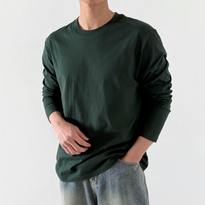 제시본 순면 100% 남녀공용 긴팔 티셔츠 비침없고 탄탄한 고급 특양면 봄 가을 긴팔티