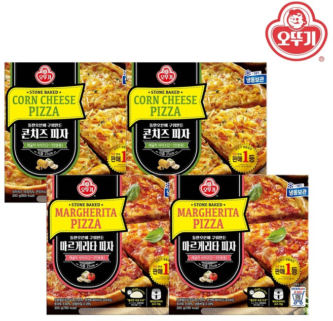 [오뚜기] 마르게리타 피자 300g x 2개+콘치즈 피자 300g x 2개, 4개
