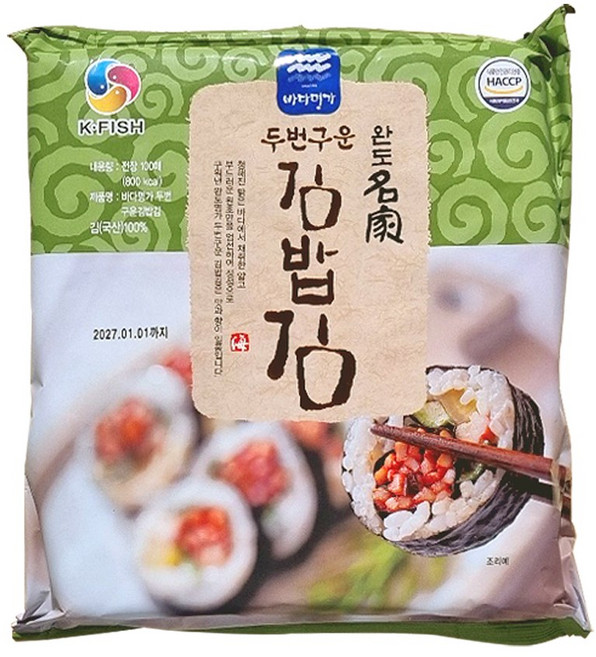 두번구운 김밥김 완도명가 김 100장 김밥재료, 1개, 단품, 240g