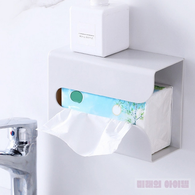 에이치앤엠샵 부착형 티슈 케이스 화장실벽걸이휴지통부착식, 소 화이트