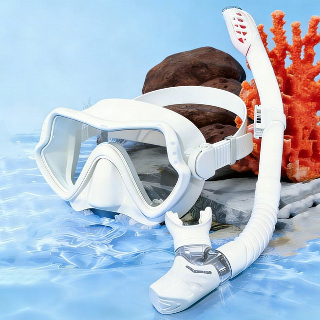 Shipshape 물안경 스노쿨링 마스크 안개방지 방수 스노클링 장비, 화이트
