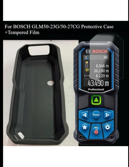 BOSCH GLM 50-23G 50-27CG 측정기 보호 케이스 안티 드롭 소프트 쉘 스크린 프로텍터 강화 유리 필름, [01] 1set x (Case Film)