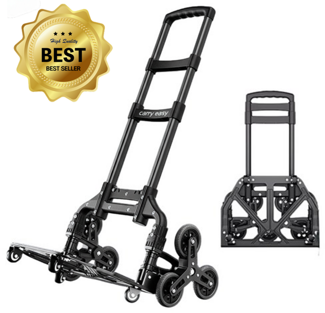 [3단바퀴] 캐리이지 손수레 카트 웨건 접이식카트 핸드카트 계단 리프트, 블랙