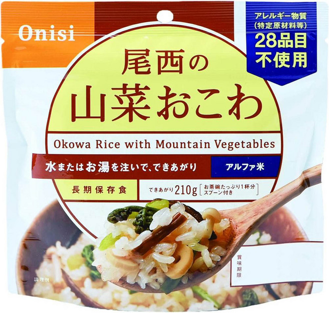 오니시식품 알파미 산채 오코와 (비상식량 · 보존식) 100g×50봉 100g 50개, 100g