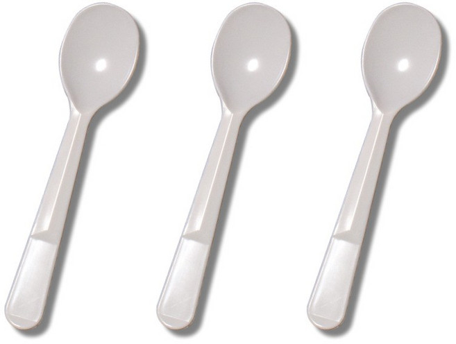 9cm 흰색 미니 아이스크림 스푼 벌크포장 1000개입 일회용 플라스틱 스픈, 1개, 1000개