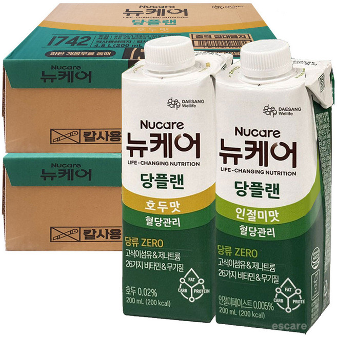 뉴케어 당플랜 호두맛24+인절미맛24, 48개, 200ml
