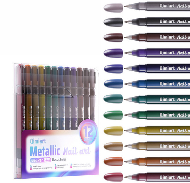 클라로 글램 메탈릭 네일 아트 젤펜 12색, 1세트, 클래식