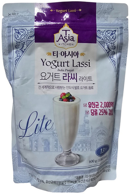 티아시아 요거트 라씨 파우더 라이트 600G 유산균 프로바이오틱스 당류감소, 1개