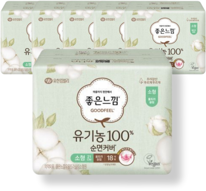 좋은느낌 유기농 순면커버 울트라슬림 소형 18개 x 6팩, 18개입, 6개