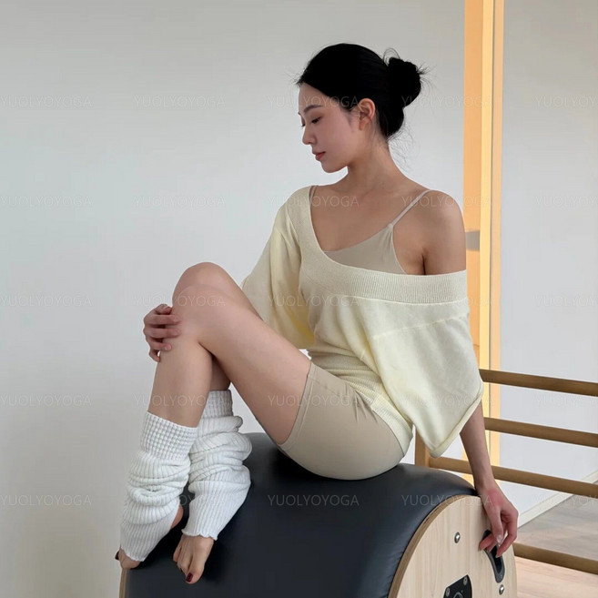 瑜伽服套裝女 韓系高彈力 普拉提罩衫, 1個, 杏黃罩衫【均碼】S 80-95