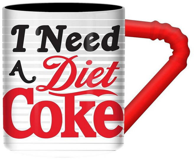 Silver Buffalo Furby 핑크 세라믹 3D 조각 머그 591.5ml(20온스) 317651, 코카콜라 I Need a Diet Coke