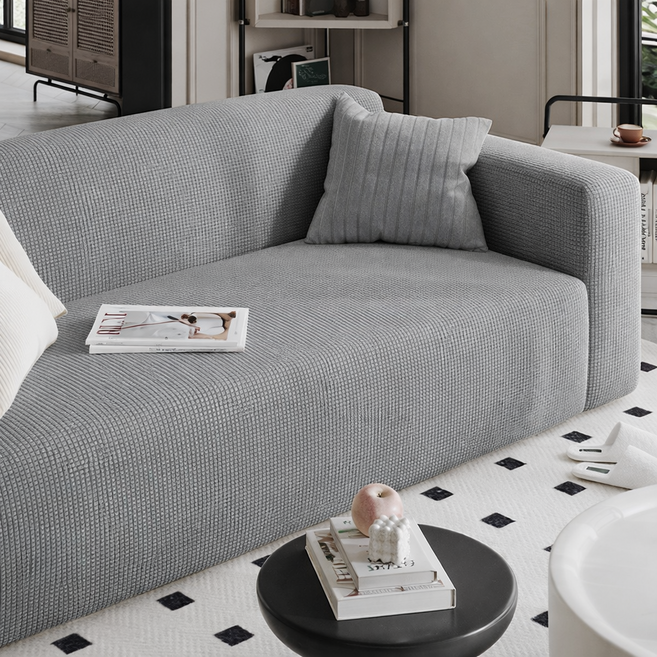 [먼지없는] 아로무드 와플 소파커버 + 자체제작 고정 스펀지, 딥 그레이, 1개