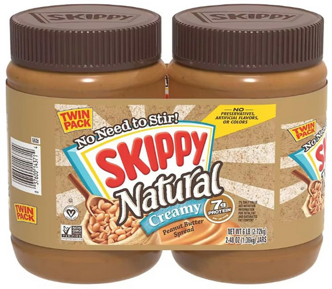 스키피 Natural Creamy Peanut Butter Spread 2개입, 1.36kg, 2개