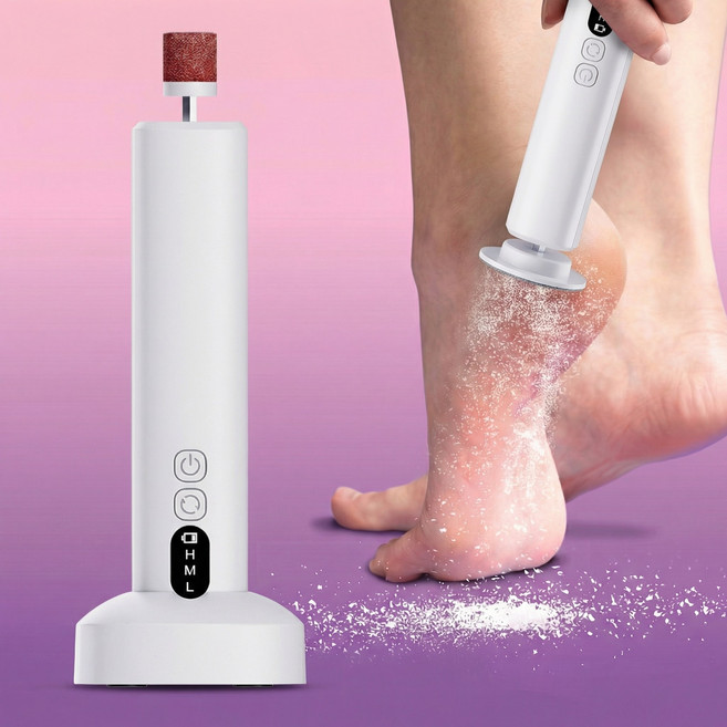 2in1 무선 충전식 전동 발각질제거기 다용도 발 뒤꿈치 손 발바닥 굳은살제거 네일관리 전동멀티케어 C-type, 1세트, 흰색