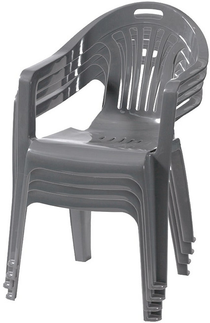 플라스틱의자 팔걸이의자 행사 편의점 포장마차 간이용 보조 4개, 그레이
