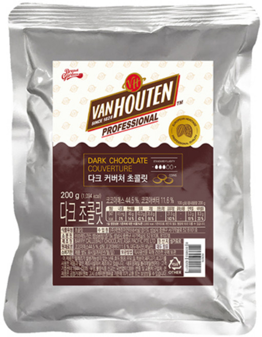 [반호튼] 다크 커버춰 초콜릿 56.1% 바리칼레바우트 커버처, 1개, 200g