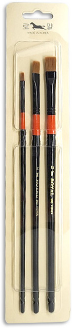로얄 평붓 둥근붓 환붓 수채화붓 505 2호 12호 15호 세트 3본조, 로얄 평붓 3본조505
