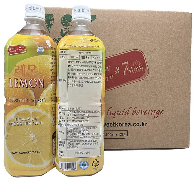 스위트코리아 레몬액상, 1L, 6개