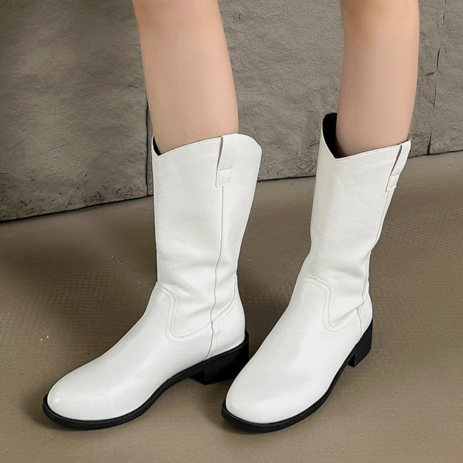 라블 통 큰 PU버전 웨스턴 미들부츠