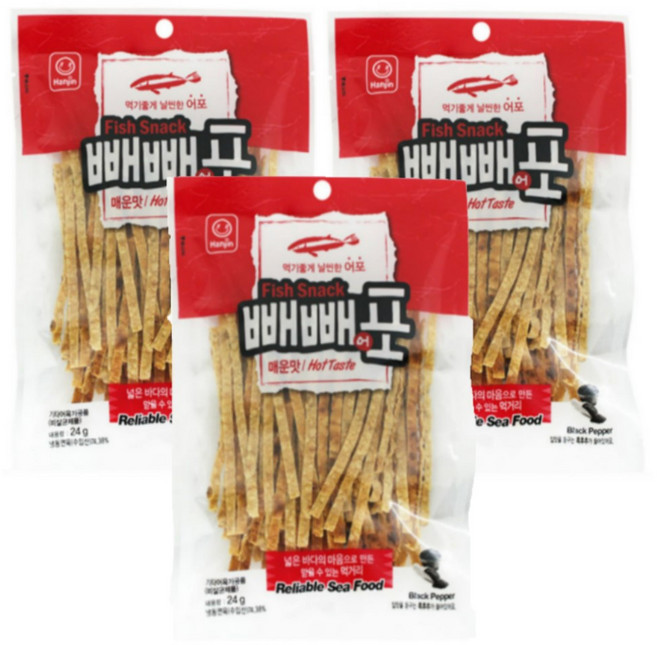 한진식품 빼빼어포 매운맛 24g, 3개