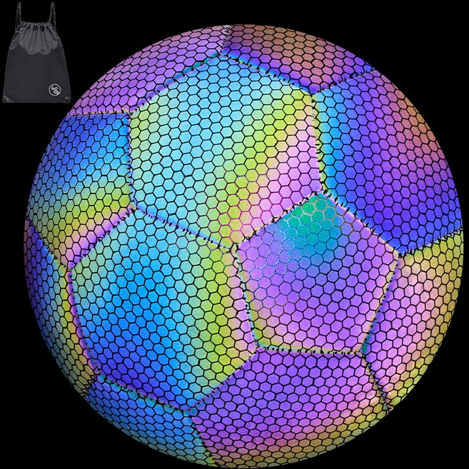 VITALO 야광축구공 빛 반사광 축구공 조기축구공 야간축구공 5호 (PGN짐쌕가방 지급), OPTION02_레인보우