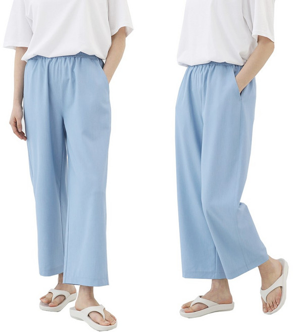 비비진 여성 시원한 청량 와이드 일자핏 얇은 밴딩팬츠 1+1