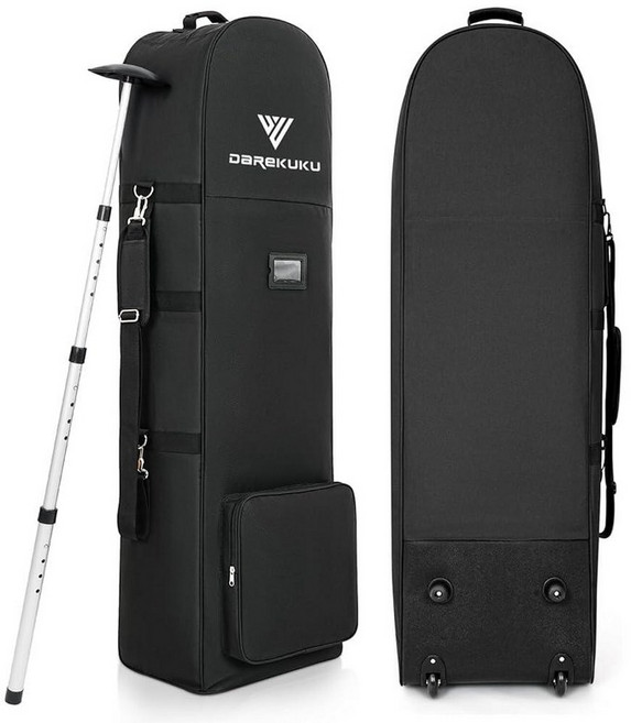 DAREKUKU 탈착식 어깨 스트랩이 있는 항공사용 골프 여행 커버 부, Shoulder With Support Rod, Black*2