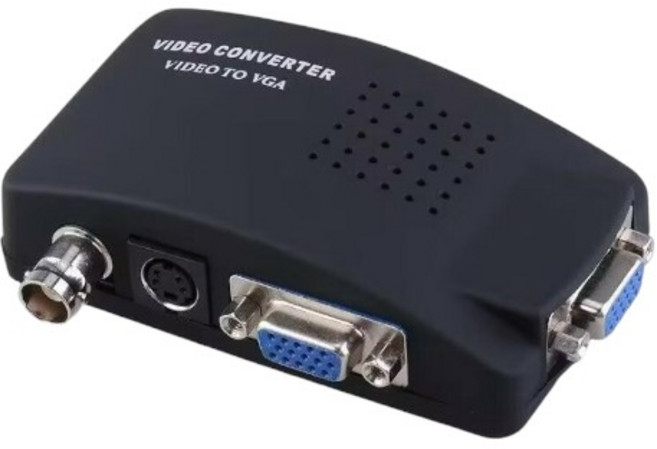 易控王 TV轉VGA訊號轉換器 支援BNC/AV/S端子轉VGA 適用於電腦螢幕, 1個, 50-501+50-501-01