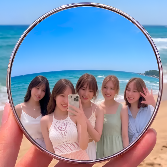 라온메이드 볼록거울 셀카용 미니 휴대용 감성 셀카거울 9.5cm, 1개, 실버