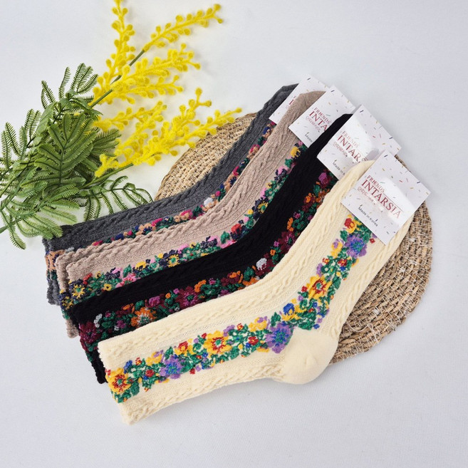 인따르시아 여자 부클사 패션양말 4켤레